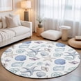 thumbnail image 2 of Round Area Rugs 6Ft, Coastal Nautical Non-Slip Washable Circle Rugs Carpet, Watercolor Beach Shell Starfish Conch Summer Indoor Outdoor Rug Floor Mats Throw Runner for Bedroom Living Room Bathroom, 2 of 8