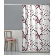 Maytex Cherry Blossom Floral Fabric Shower Curtain, Pink, 70" x 72"