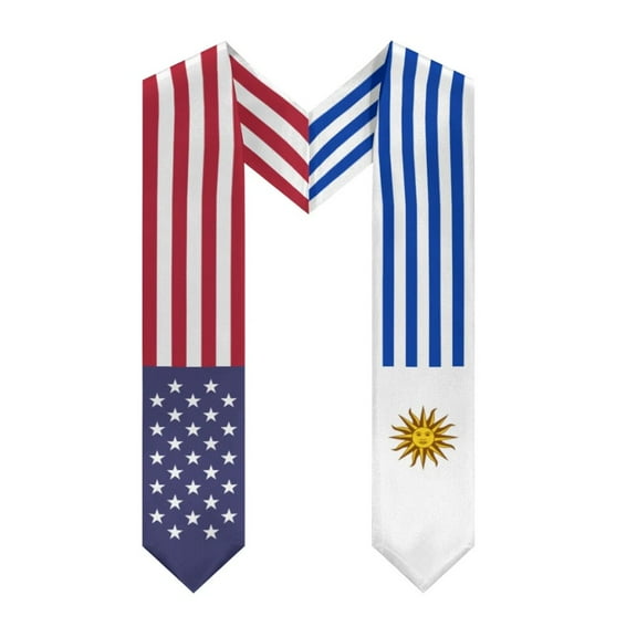More design Graduation shawl Uruguay Flag & United States Flag Stole Sash Honor Study Aboard International Students