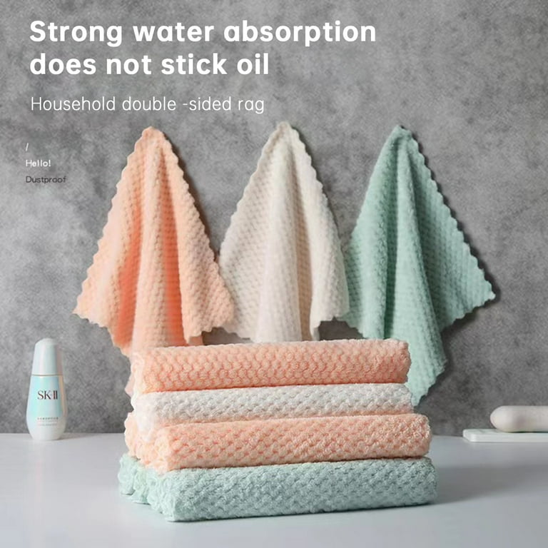 Kimteny 12 Pack Kitchen Cloth Dish Towels Premium Dishcloths Super Absorbent Coral Velvet Dishtowels Nonstick Oil Washable Fast Drying (green-grey)