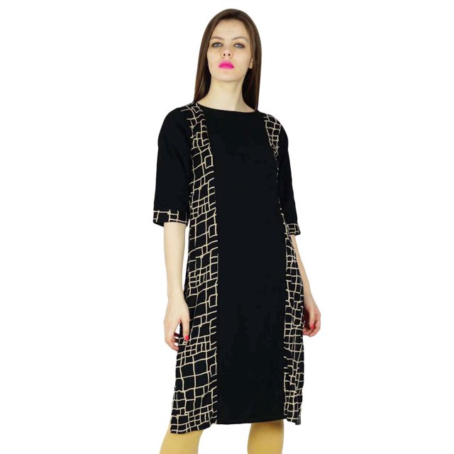 Phagun Kurta Indienne Femme Ethnique Designer Kurti Rayonne Imprimée Tunique Robe