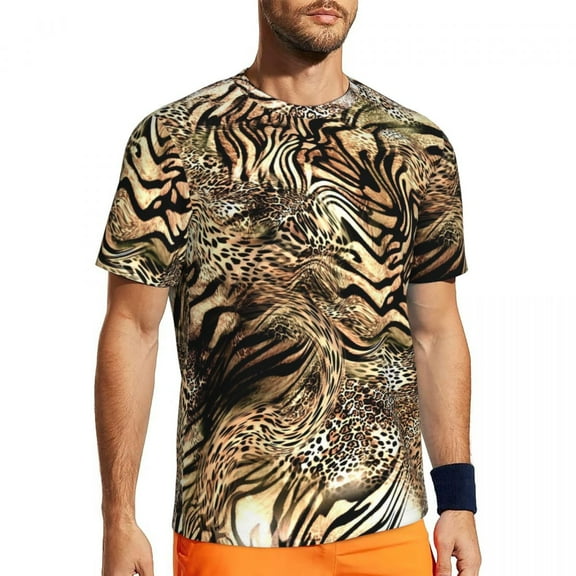 Tiger Print Sports T Shirt Leopard Animal Skin Harajuku T Shirts Man Streetwear Tee Shirt