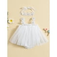 thumbnail image 4 of Baby Girl Two Piece Outfits Summer Mesh Sleeveless Romper Dress and Stretch Headband Cute Clothes, 4 of 10