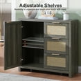 thumbnail image 6 of OAKHAM Storage Cabinet with 3 Drawer, Rattan Sideboard Buffet Accent Cabinet Boho Entryway Storage Cabinet Console for Living Room, Bedroom, Hallway, Midnight Oak, 6 of 9