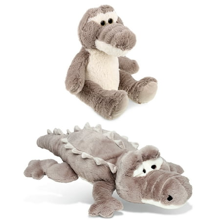 UPC: 0707466783163 | DolliBu Plush Grey Alligator Stuffed Animals  2 Pc Set – Soft Huggable Grey XL Alligator and Sitting Grey Alligator Playtime Plush Toys  Cute Animal Cuddle Gifts  Soft Plush Animal Toys – 2 Pack