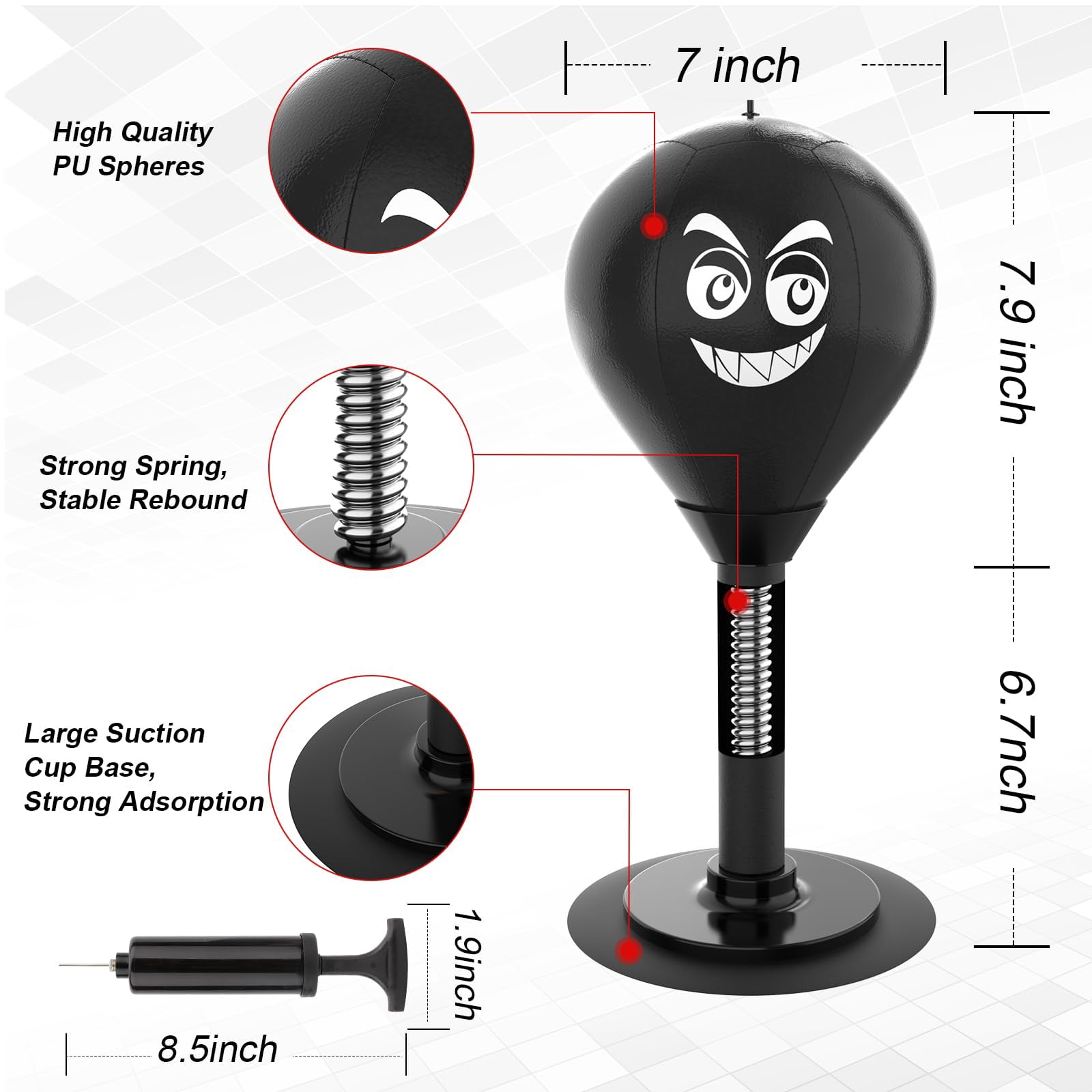 Desktop Punching Bag With Suction Cup - For Office Desk  Heavy Duty Boxing Ball Adults And Fun Gift Coworkers & Friends