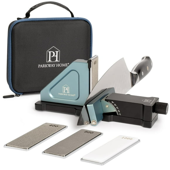 ORIGINAL ADJUSTABLE ROLLING KNIFE SHARPENER KIT: Adjustable Height, 10° to 40° for 30 Angle Options, Removeable Diamond Plates with Travel Case - Kitchen Knife Sharpener