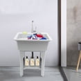 thumbnail image 6 of Utility Laundry Sink with Faucet & Storage Shelf, Gray, Slop Sink Wash Station for Garage, Shop, 6 of 21