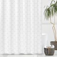 thumbnail image 2 of Decorative Hexagon Print - Easy Care Fabric Shower Curtain with Reinforced Buttonholes, for Bathroom Showers, Stalls and Bathtubs, Machine Washable - 72" x 72" - White/Black, 2 of 6