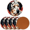 thumbnail image 2 of Spotted Dog Luxury Round Drink Coasters Set of 6pcs - Microfiber Leather Coasters 11x11 cm/4.3x4.3 in - Stylish Drink Coaster for Table, 2 of 6
