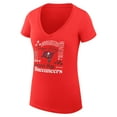thumbnail image 2 of Women's G-III 4Her by Carl Banks  Red Tampa Bay Buccaneers Super-Slim Fit Lightweight Collage Team V-Neck T-Shirt, 2 of 3
