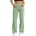 thumbnail image 2 of ClodeEU Womens Elastic Waist Wide Leg Pants,Casual Loose Cozy Pant with Drawstring Green,Womens Plus S, 2 of 6