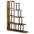 thumbnail image 5 of Ktaxon 63"H Bookcase, 5-Tier L-Shaped Open Bookshelf Corner Ladder Shelf for Office, Bedroom, Living Room, Study Room, Vintage Brown, 5 of 7