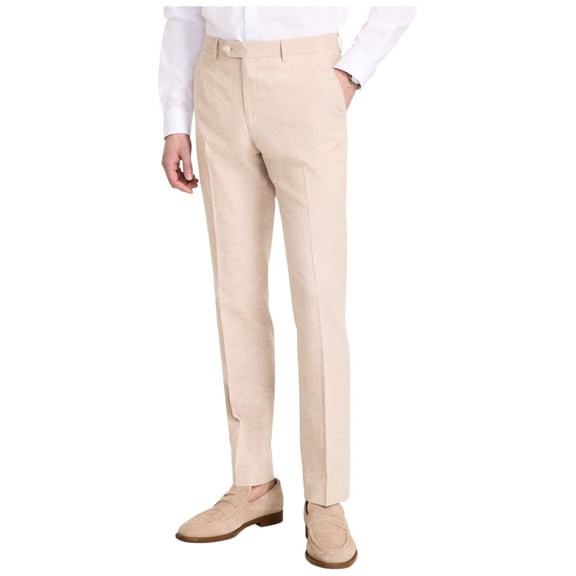 Tommy Hilfiger Mens Modern fit Dress Pants 42 / 30 Beige Solid Linen