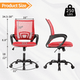 thumbnail image 7 of Mesh Office Chair Mid Back Height Adjustable Computer Desk Chair Ergonomic Task Rolling Swivel Chair with 360 Degree Casters & Armrest, Red, 7 of 7
