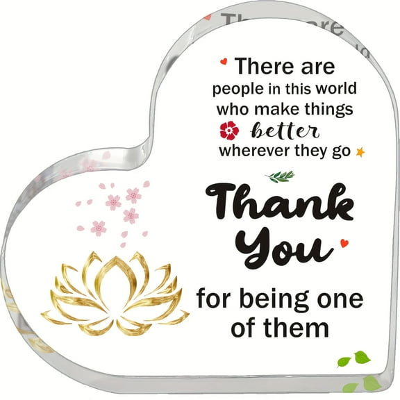 Heart-Shaped Acrylic Plaque 4X4 Inches Inspirational Wall Art Indoor Portrait Orientation Featherless Craft For Home Office Decor Crystal Glass Souvenir Farewell & Birthday Gift Idea