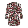 thumbnail image 6 of JTZGDY Summer Tunic Tops for Women Dressy Casual 2025 Fashion 3/4 Lenght Sleeve Floral Printed Ruched Pleated Crewneck Graphic T-Shirts Loose Fit Curvy Hem Blouse Wine#02 S, 6 of 7