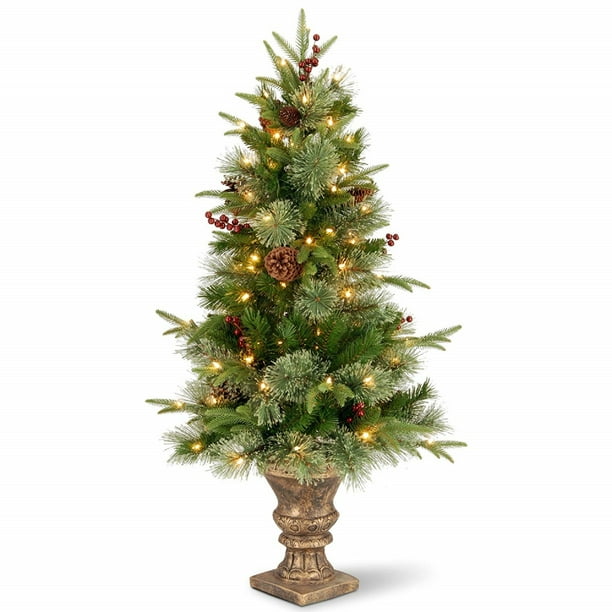 4' Prelit Potted Colonial Entrance Artificial Christmas Tree Clear