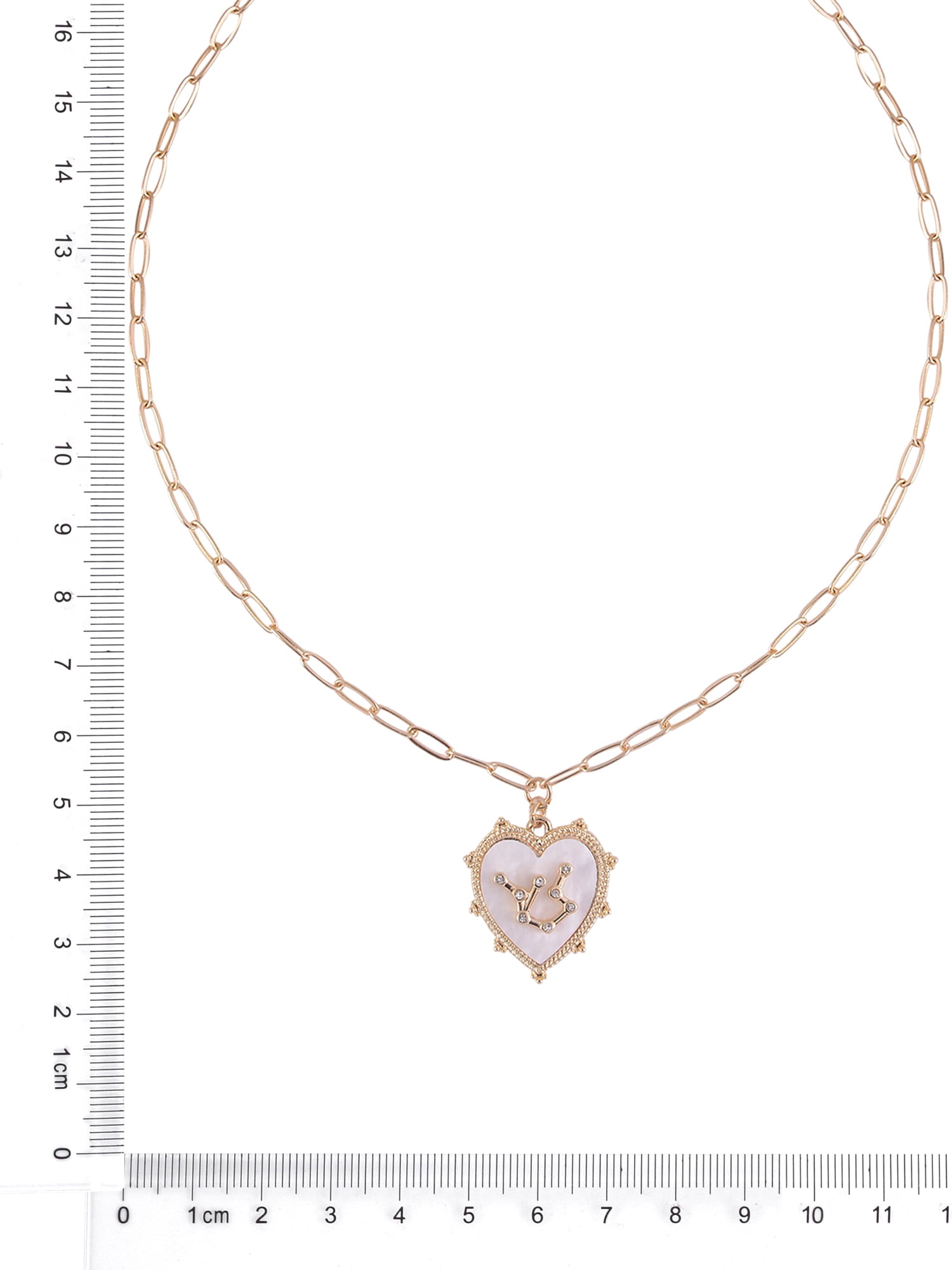 Time and Tru Women's Oval Link Chain Heart with Stone and Inset Constellation "Aquarius" Goldtone Reversible Necklace