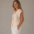 thumbnail image 5 of Sewkxo Womens Crochet Chunky Knit Top Sleeveless Cardigan Casual Button Down Crochet Sweater Vest Tops with Pockets,Beige S, 5 of 6
