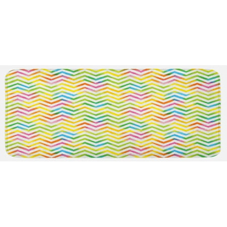 

Chevron Kitchen Mat Colorful Geometric Chevron Design with Grunge Properties Modern Graphic Plush Decorative Kitchen Mat with Non Slip Backing 47 X 19 Multicolor by Ambesonne
