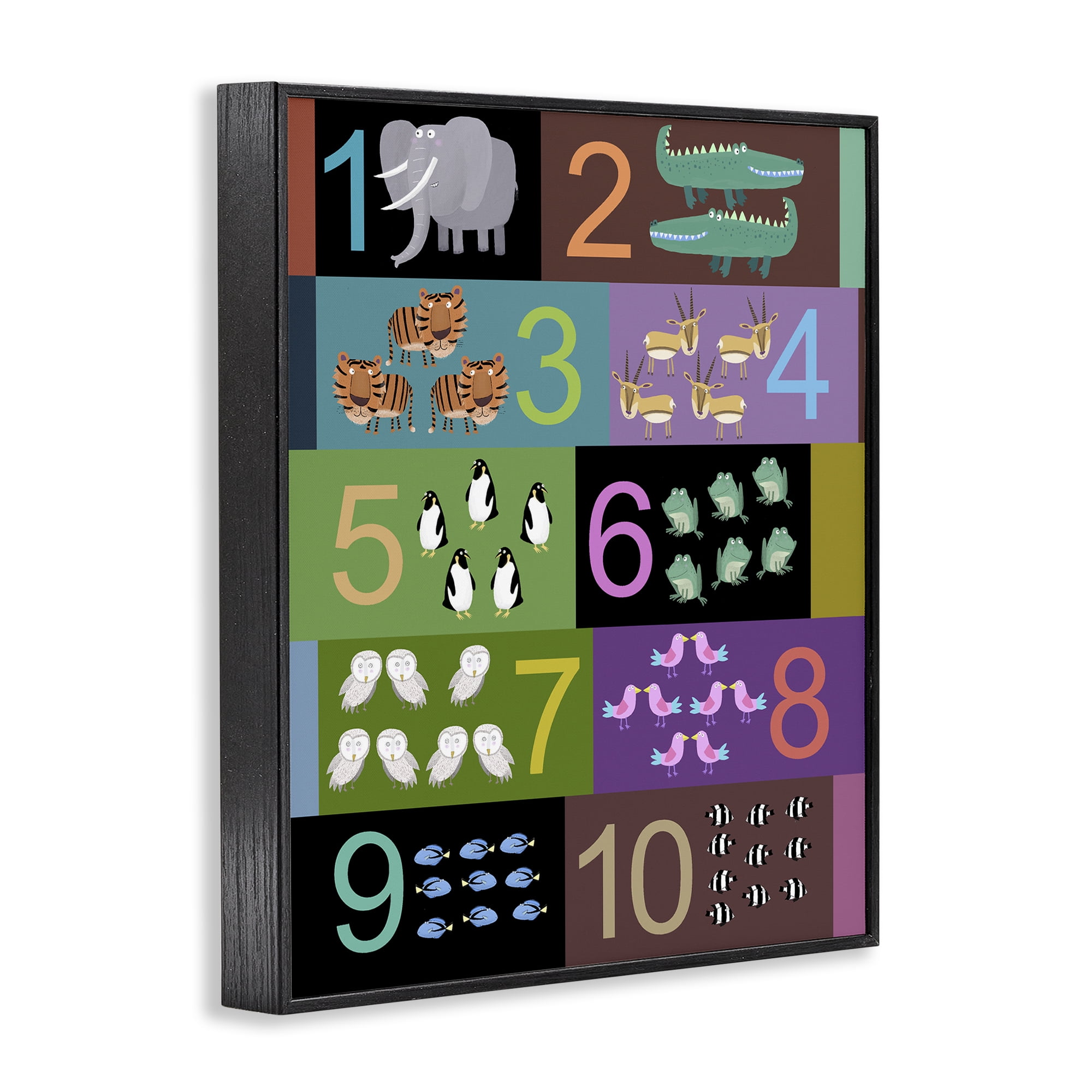 Blocked Kid's Educational Counting Black Framed Giclee Art, design by Carla Daly