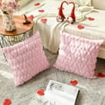 thumbnail image 5 of GrowAlong Love Heart Throw Pillow Cover Set, 18 x 18 Inch Pink Jacquard Anniversary Wedding Decoration for Sofa Couch, 2 Count, 5 of 6