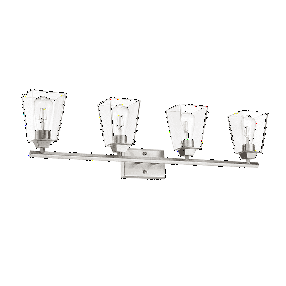 Vivio Lighting Blair 4-Light Bathroom Vanity Light Fixture, Nickel Finish, Traditional Style with Clear Glass Shades
