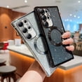 thumbnail image 5 of Magnetic Case for Samsung Galaxy S23 Ultra Clear Glitter Case, [Compatible with MagSafe Wireless Charging] Non-Yellowing Sparkle Shining Case for Women Girls, Rugged Shockproof Phone Case,Black, 5 of 8