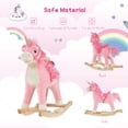 thumbnail image 6 of Qaba Rocking Horse, Kids Ride on Horse, Unicorn Design with Wooden Base, Tail Wag & Sounds for Toddlers 3-6 Years Old, Pink, 6 of 9