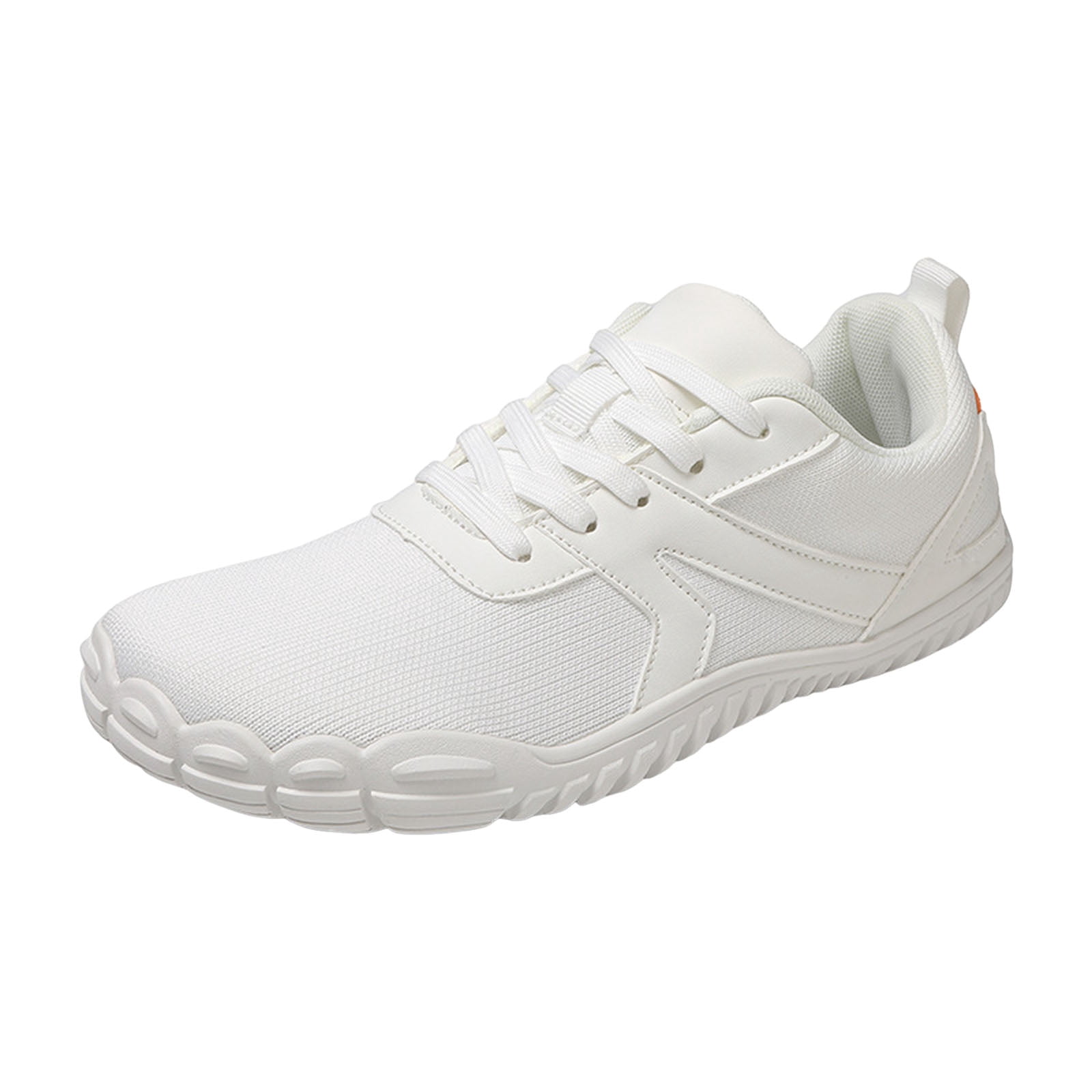 Barefoot Shoes Women Men Wide Toe Box Sneakers Mesh Lace up Running Hiking Shoes Lightweight Workout Gym Footwear White Size 5.5