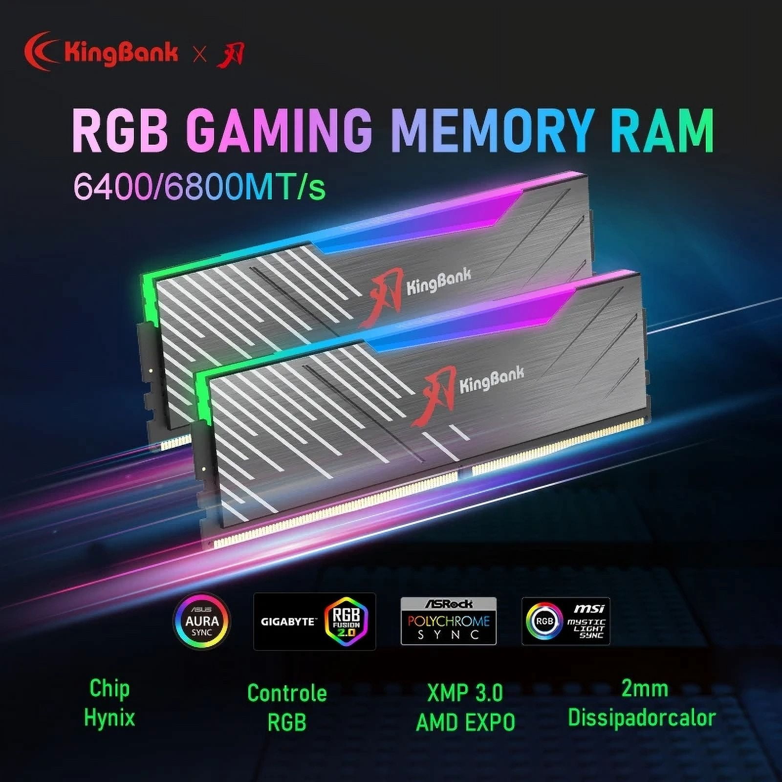 Kingbank DDR5 Memory Ram DDR5 6400MHz 6800MHz 32GB (16GB X2) 64GB