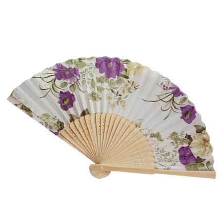 

Vintage Bamboo Folding Hand Held Flower Fan Dance Party Pocket Gifts