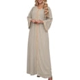 thumbnail image 1 of Robe Abaya Musulmane Femme Col en V Kaftan Prière Islamique Robe Brodée Bronzante Robe Longue Soirée Vacances, 1 of 6