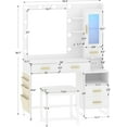 thumbnail image 5 of Makeup Vanity Desk with Mirror and Lights, White Vanity Desk with Charging Station, LED Cabinet, 5 Drawers & Storage Bag, Vanity Mirror with Lights Desk and Chair, Vanity Table Set with Stool, 5 of 9