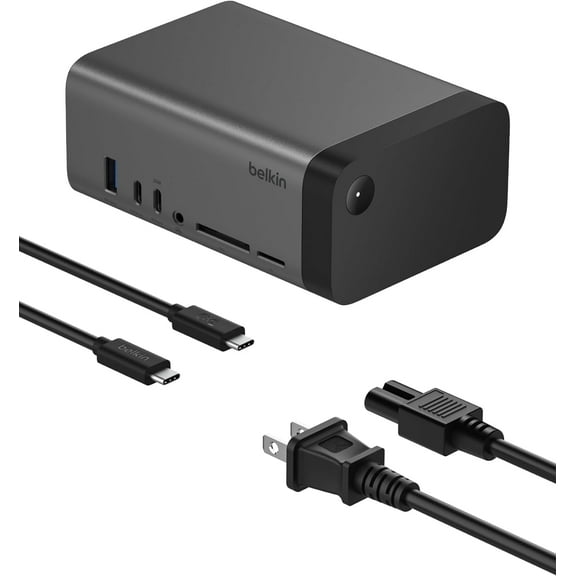 Belkin USB-C Hub, 11-in-1 Pro GaN Dock 150W, Multi-Port Docking Station w/USB-C, USB-A, Ethernet, SD, MicroSD, 3.5mm Port, 4K HDMI Ports for Triple Monitor Display - Compatible w/MacBook Pro & More