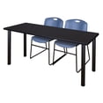 thumbnail image 2 of Regency 66" x 24" Training Table- Mocha Walnut/ Black & 2 Stack Chairs- Blue, 2 of 2