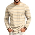 thumbnail image 3 of Mfakffe Men's Striped T-Shirt Long Sleeves Round Neck Basic | Spring Fall, Lightweight Fabric, Soft, Regular Fit, Casual Style, 3 of 5