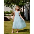 thumbnail image 7 of Arshiner Girls Summer Dress Tulle Ruffle Sleeve Smocked Cami Maxi Tiered Casual Tween Sundress, 7 of 7