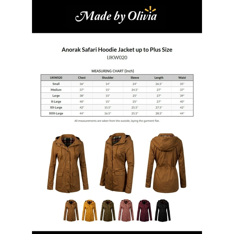 Made by Olivia Women s Anorak Safari Hoodie Jacket up to Plus Size Walmart