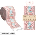 thumbnail image 7 of 1Rolls 7.7 Yard 2" Embroidered Jacquard Ribbon Vintage Embroidered Ribbon Floral Woven Trim Fringe Fabric Bias Tape for Embellishment Craft DIY Clothing Accessories Decorations Teal, 7 of 7