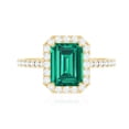 thumbnail image 5 of Rosec Jewels Lab Grown Emerald Engagement Ring for Women (6X8 mm Emerald Cut, AAAA Quality) - Certified Real Emerald Diamond Ring, 10K Yellow Gold, US 11.50, 5 of 9