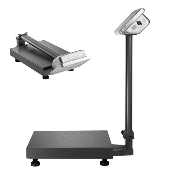 KFFKFF Digital Platform Scale, 220 lbs Capacity, 0.04 lbs Precision, Electronic Floor Scale with LB/KG Units, Tare Function, Price Calculation, AC/DC Power, Ideal for Luggage, Shipping, and Postage