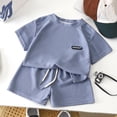 thumbnail image 2 of Rvasteizo Baby Boys Elegant Outfit Set Solid Crew Neck Short Sleeve Top Short Pant Kids Loungewear Outfit, 2 of 4