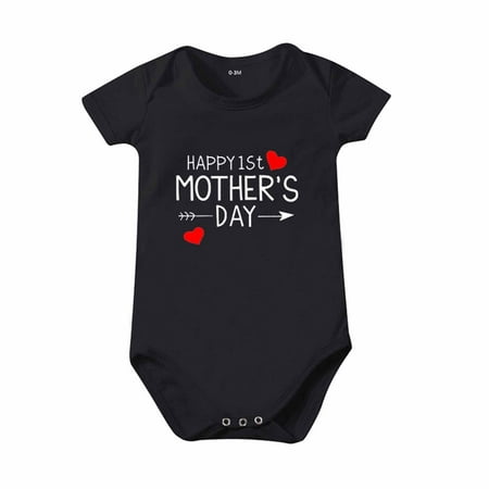 

EQWLJWE Newborn Baby Girls Boys Happy Mothers Day Bodysuits 1st Mothers Day Short-Sleeve Romper Love Mommy Outfits