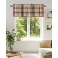 thumbnail image 4 of Red Brown Plaid Kitchen Valances for Windows Country Farmhouse Checkered Valance Curtains&nbsp; for Kitchen /Living Room/Bedroom/ Bathroom Decor, 54"x18 " ,Rod Pocket 1 Panel,, 4 of 7