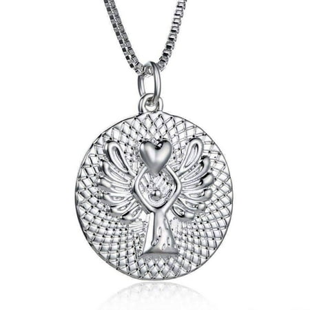 Angel Silver Necklace - Guardian Angel Blessing Necklace Silver