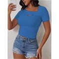 thumbnail image 3 of Womens Fashion Clothes One Piece Cutout Tops Short Sleeve Slim Fitted Shirts Tee Tshirts, 3 of 4