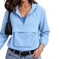 thumbnail image 4 of Tqcoqu Womens Solid Color Half Zip Hooded Jacket, Lightweight Long Sleeve Pullover Anorak Windbreaker with Pocket & Drawstring, 4 of 8
