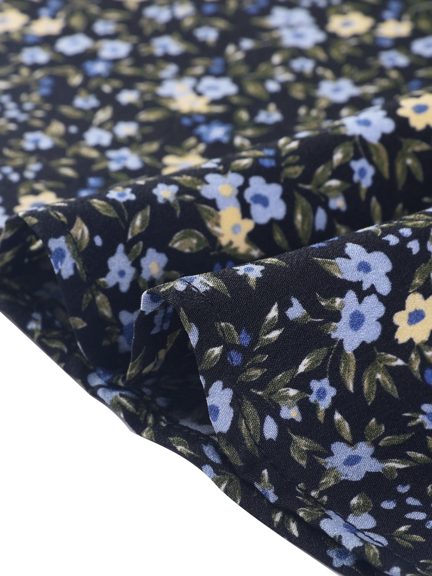 DARING DIVA Plus Size Floral V Neck Tie Belted Dress 4X Black Blue
